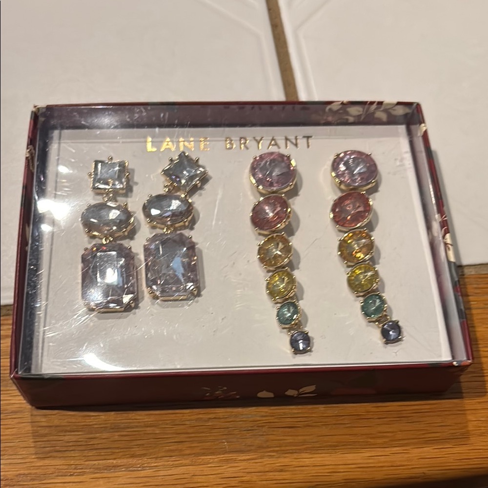 Lane Bryant Gold Earrings with Multicolor Stones
